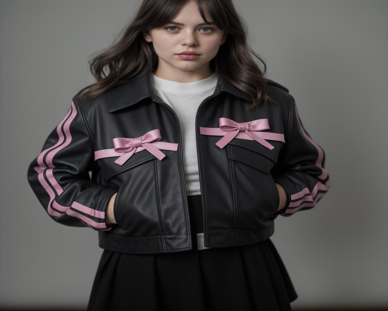 leather jacket with bows