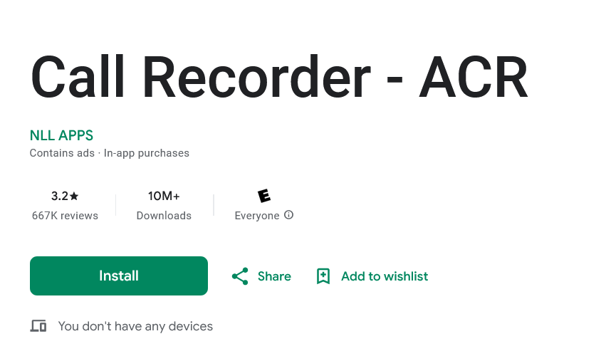 Call Recorder - ACR app