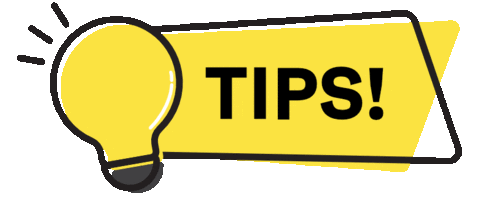GIF of a light bulb with the word "Tips"