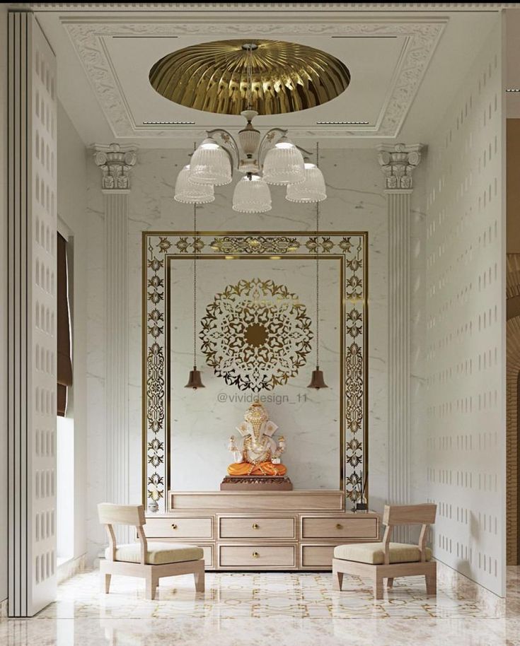 Simplifying Pooja Spaces with a Simple Marble Wall Design