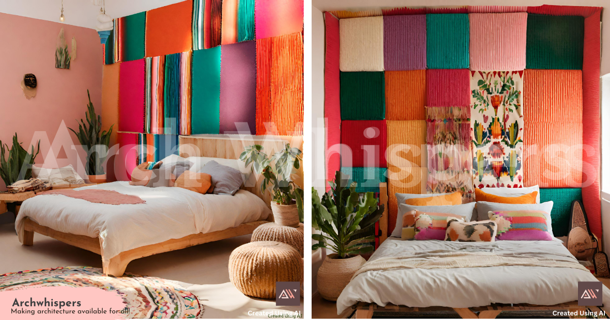 Decoration Ideas for Bedrooms Using Colourful Fabric Walls & Panels