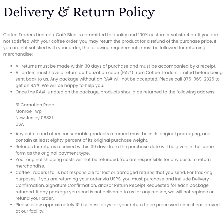 Return Policy