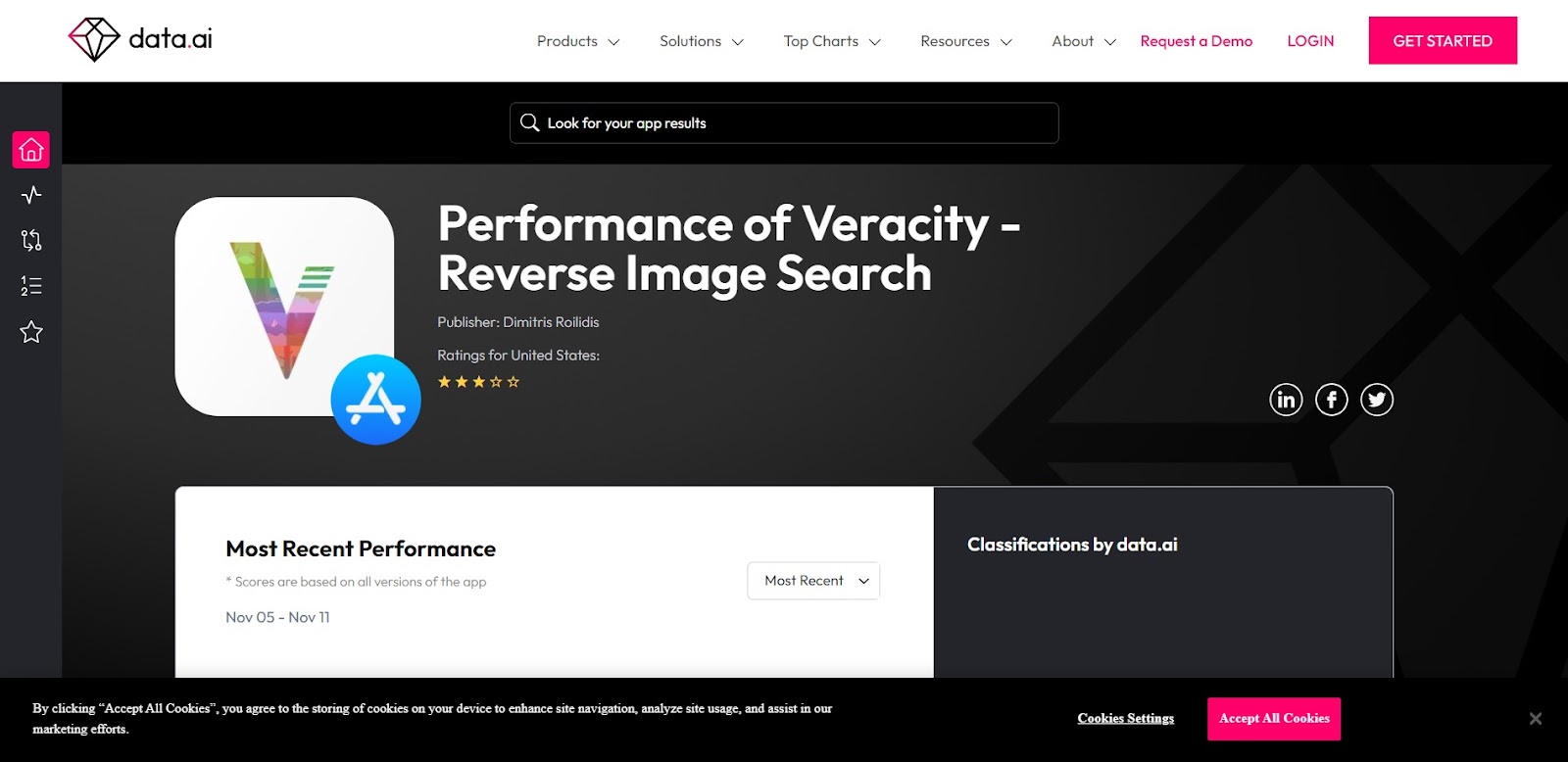 A screenshot of Veracity Reverse Image Tool's website