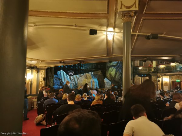 View from seat at His Majesty's Theatre in London for Phantom of the Opera in seat Stalls R39