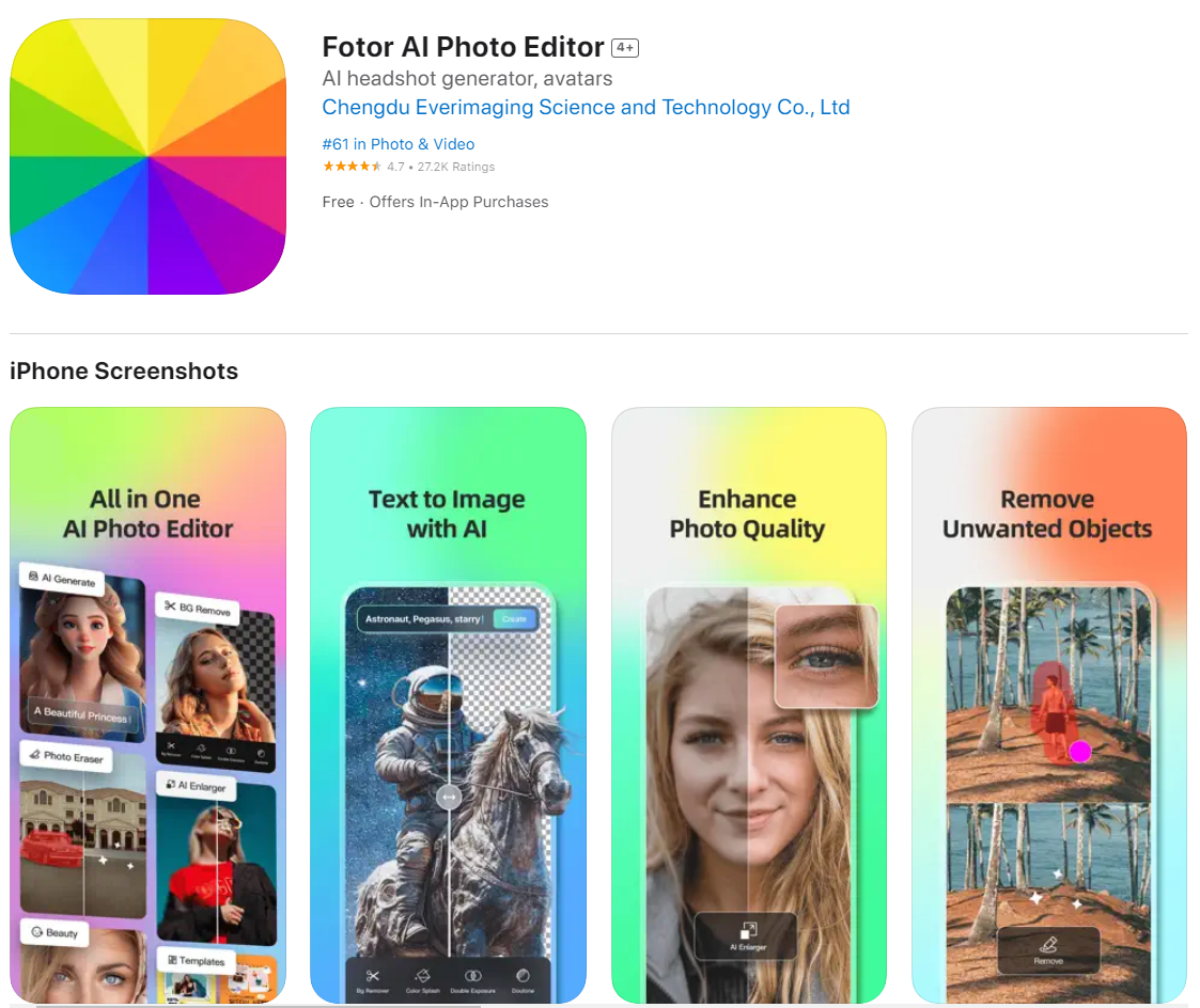 Fotor Pro best ai apps for iphone