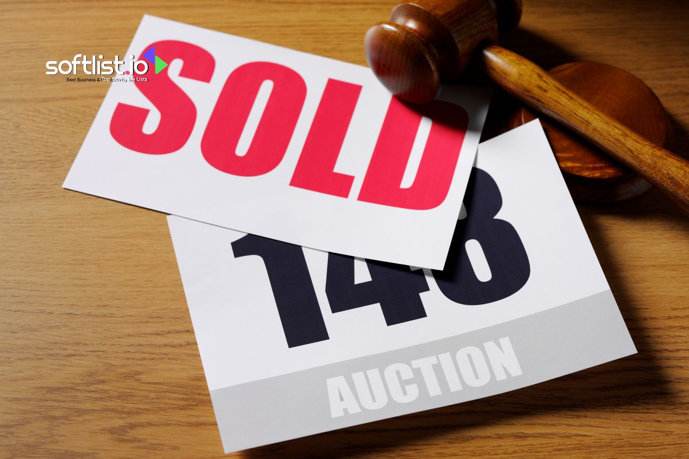 Sold sign with gavel at auction