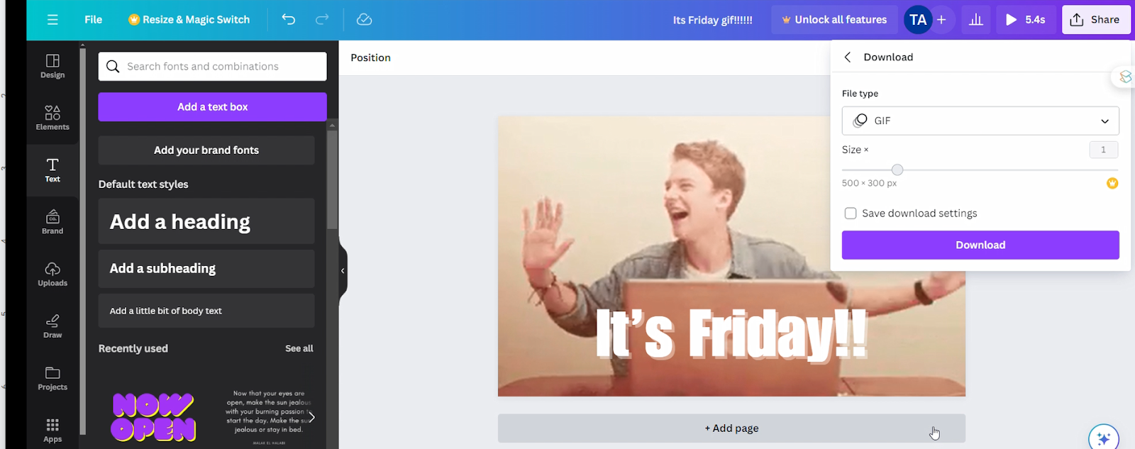 GIF on Canva