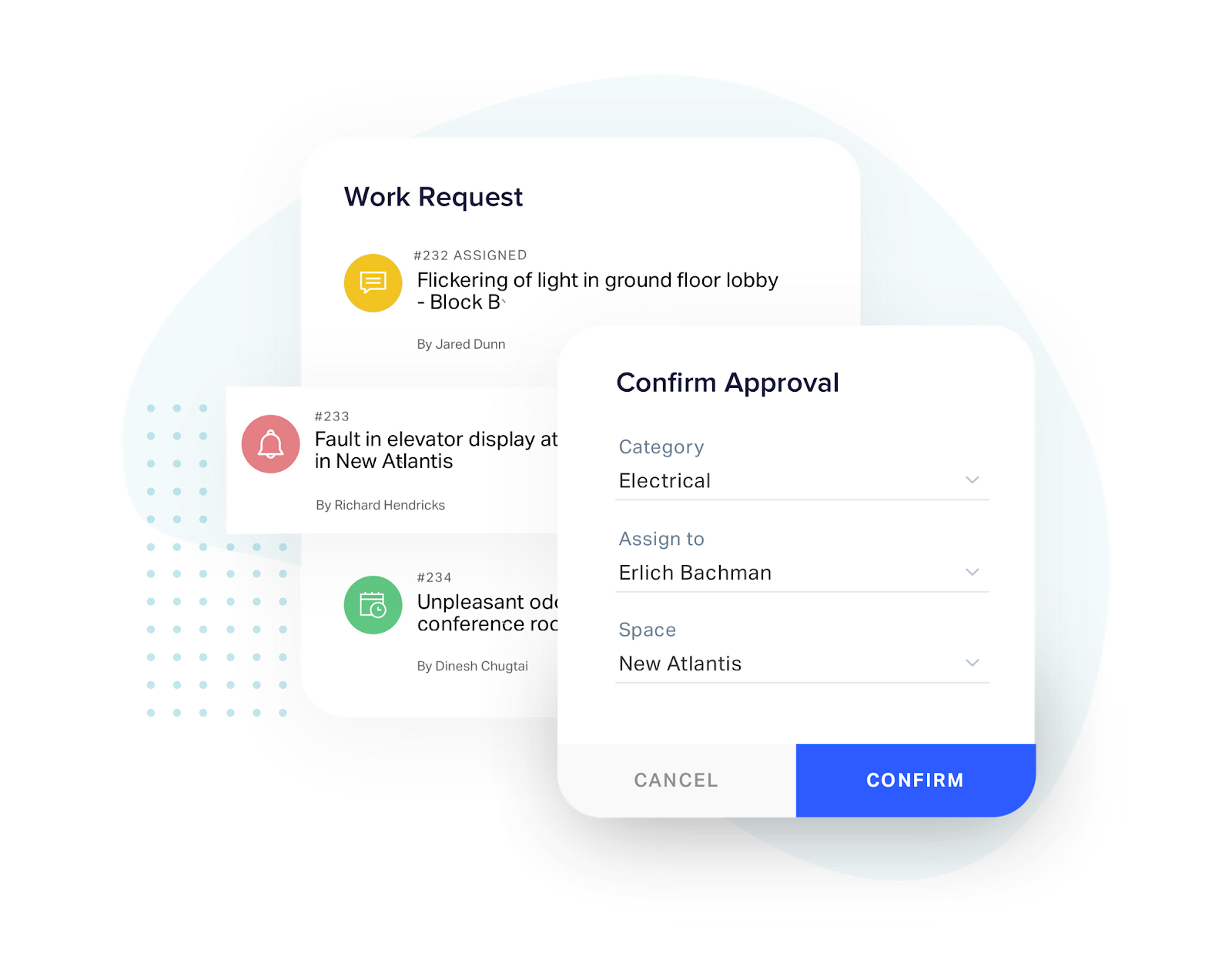 A demonstration of how Facilio facilitates real-time communication between multiple stakeholders