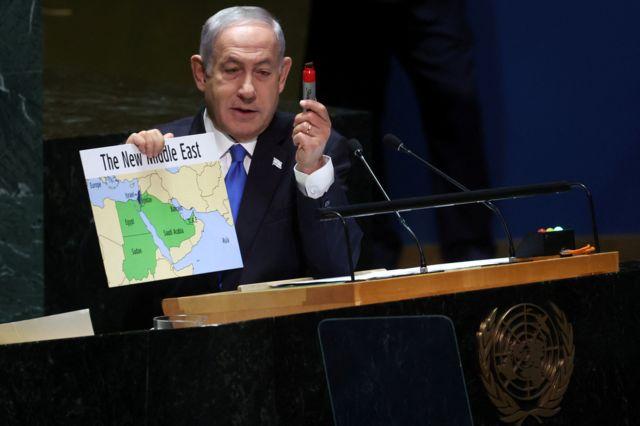 Thủ tướng Israel Benjamin Netanyahu tại trụ sở Liên Hiệp Quốc ngày 2/9/2023  