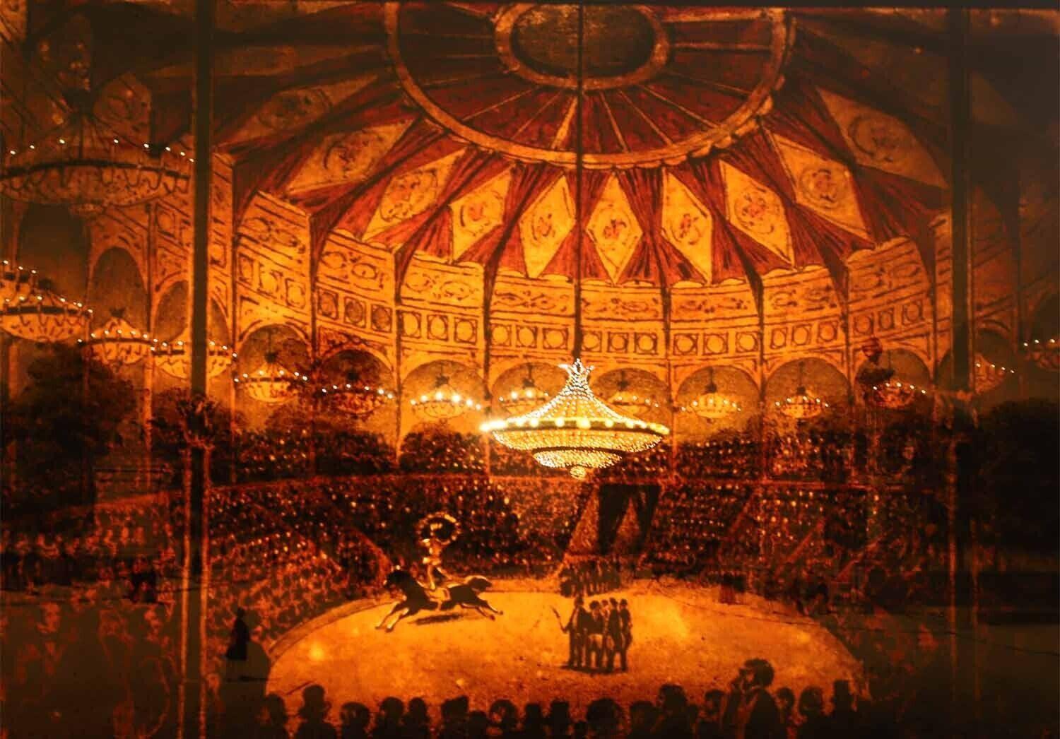 A painting of a circus arena

Description automatically generated