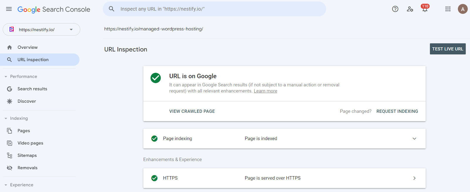Search Console's URL Inspection tool 