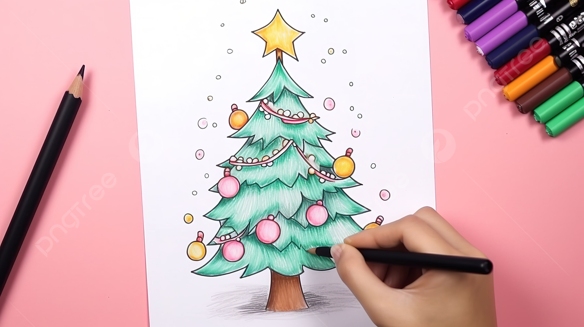 To draw a basic Christmas tree, start with a simple triangle and add layers for branches, followed by decorations like ornaments and a star on top