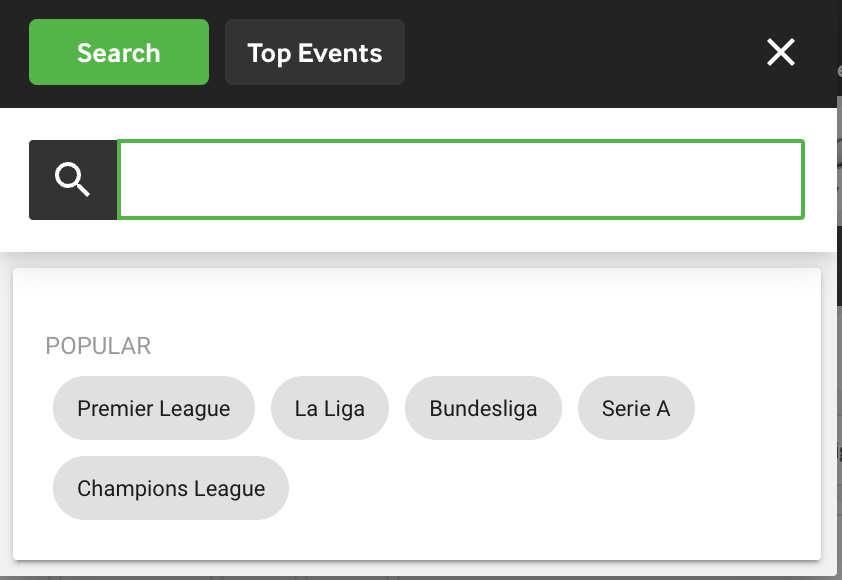 Select matches options