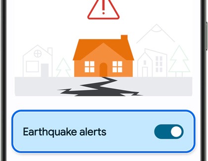 Earthquake alerts activated on a Galaxy S24 Ultra