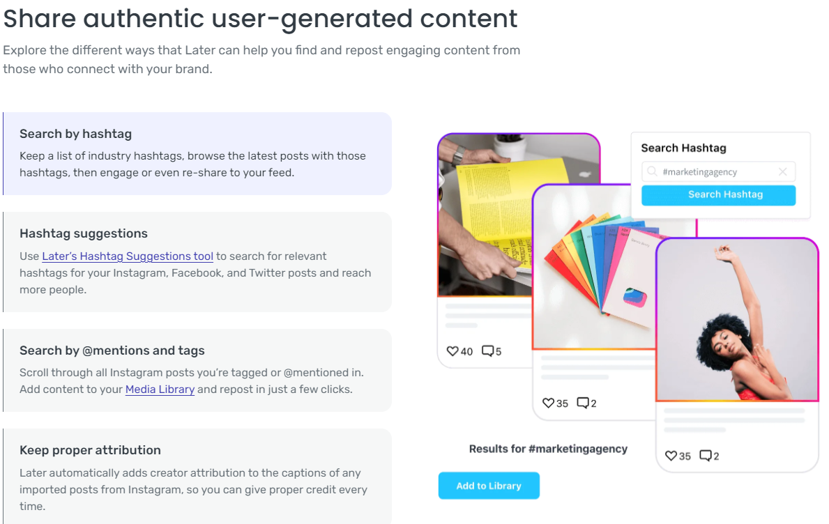 Share authentic user-generated content with Later