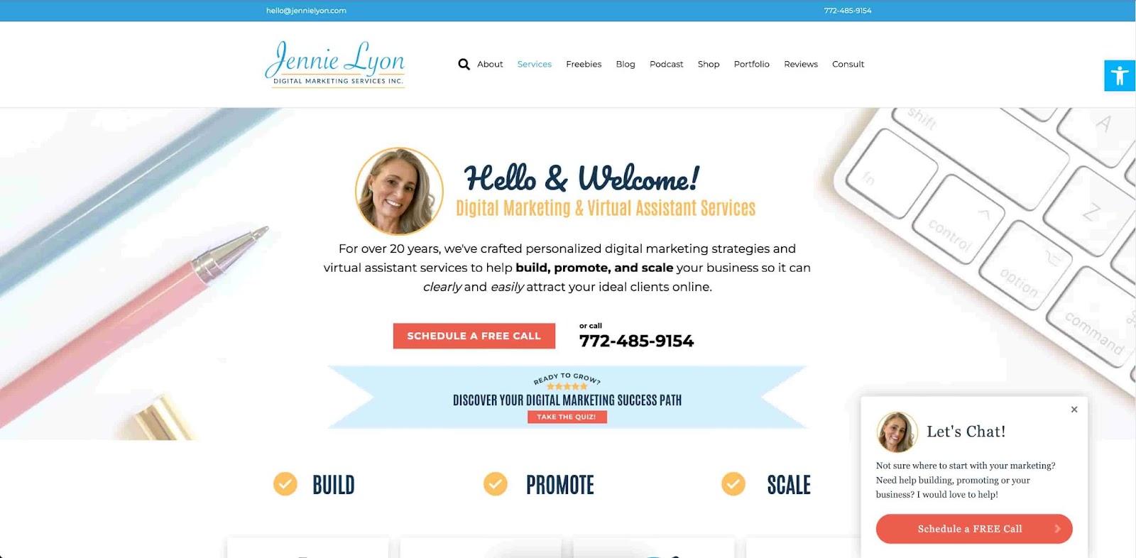 jennie lyon virtual assistant website example