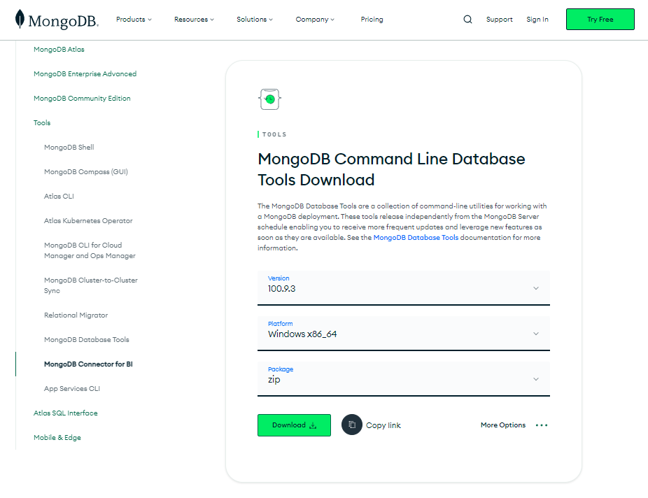 MongoDB Command Line Database Tools Download