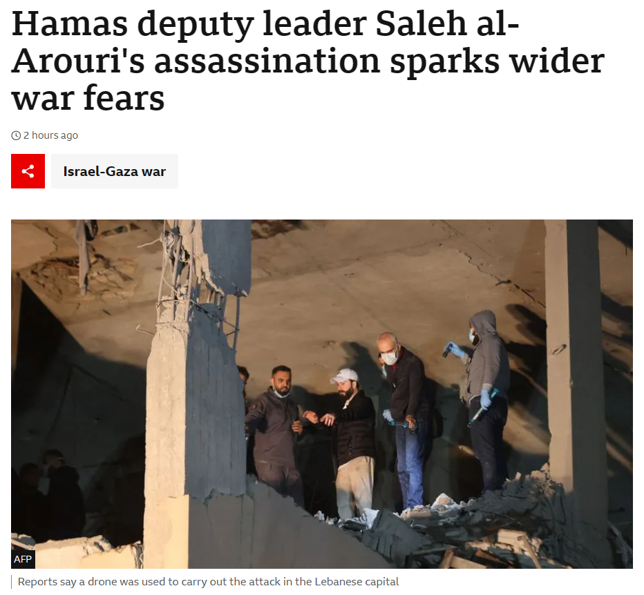 Hamas Deputy Leader Saleh Al-Arouri’s Assassination