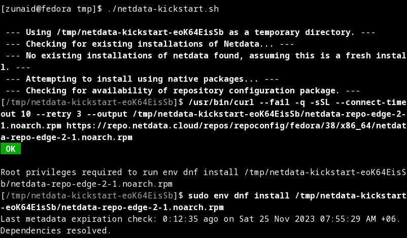 install netdata on fedora