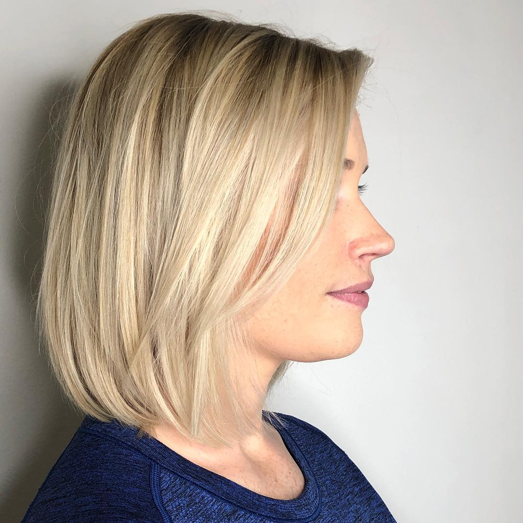 Medium Blonde Bob with Shadow Roots