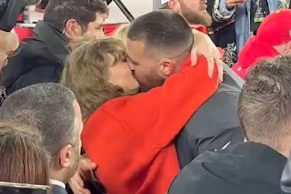 Travis Kelce Kisses Taylor Swift on the Field After 2024 Super Bowl Berth