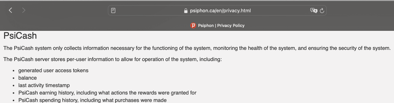 Psiphon own technology for storing statistic data.