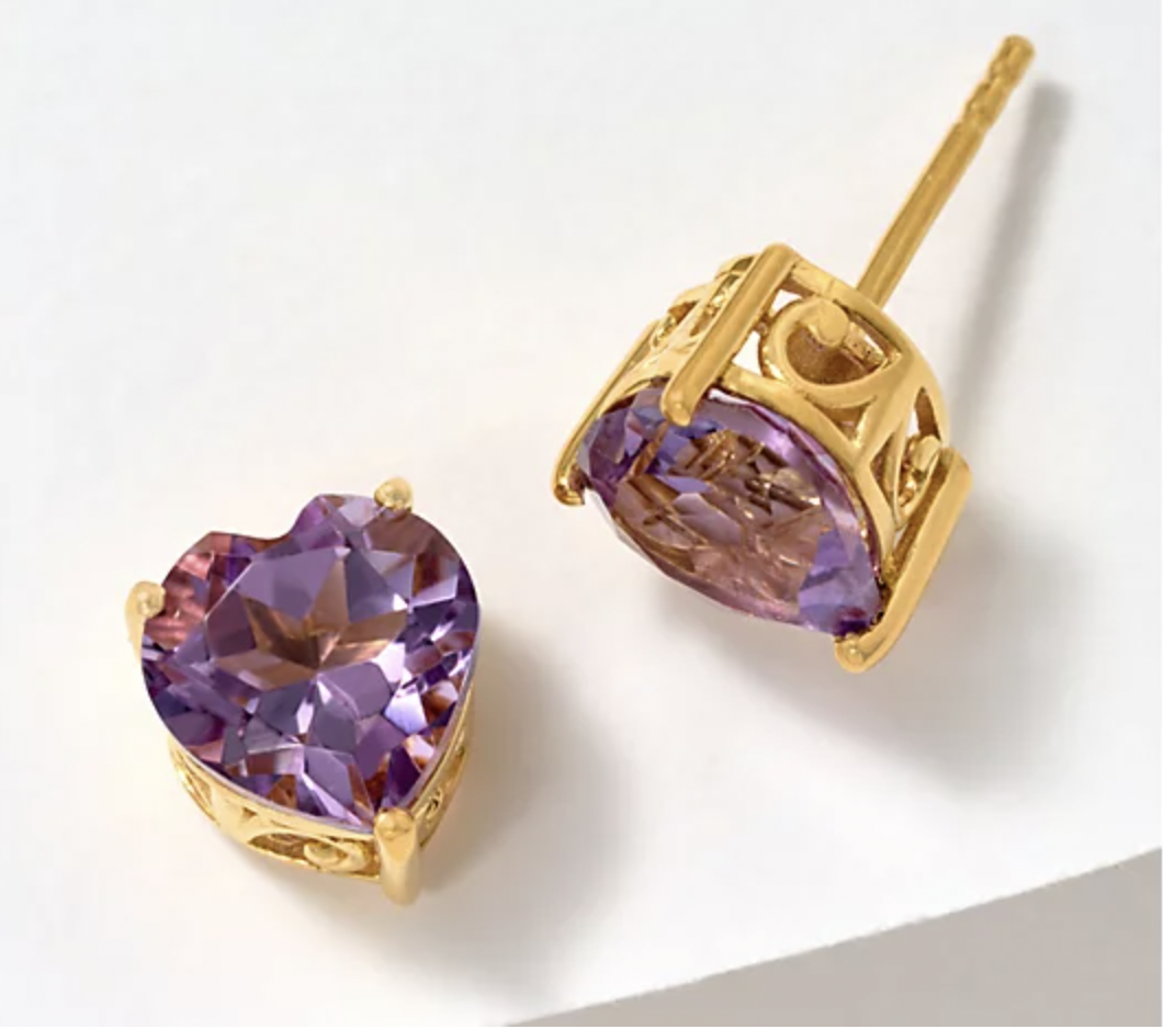 Affinity Gems Semi-Precious Gemstone Heart Cut Stud Earrings exclusively available on QVC 