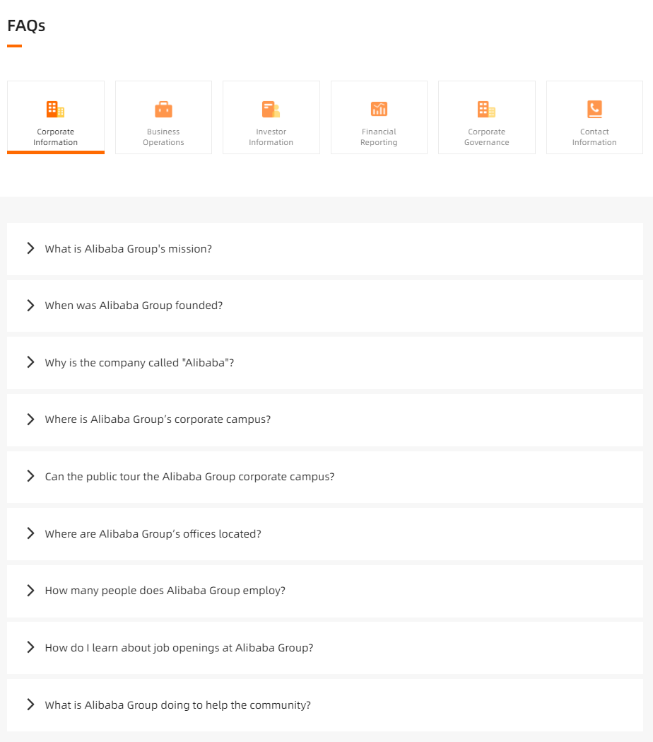 alibaba customer support FAQ example