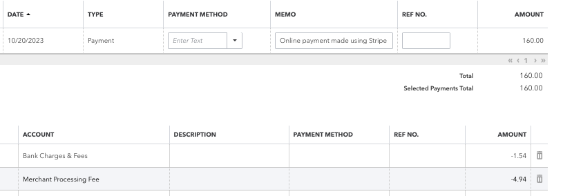 Data for QuickBooks tracsactions 