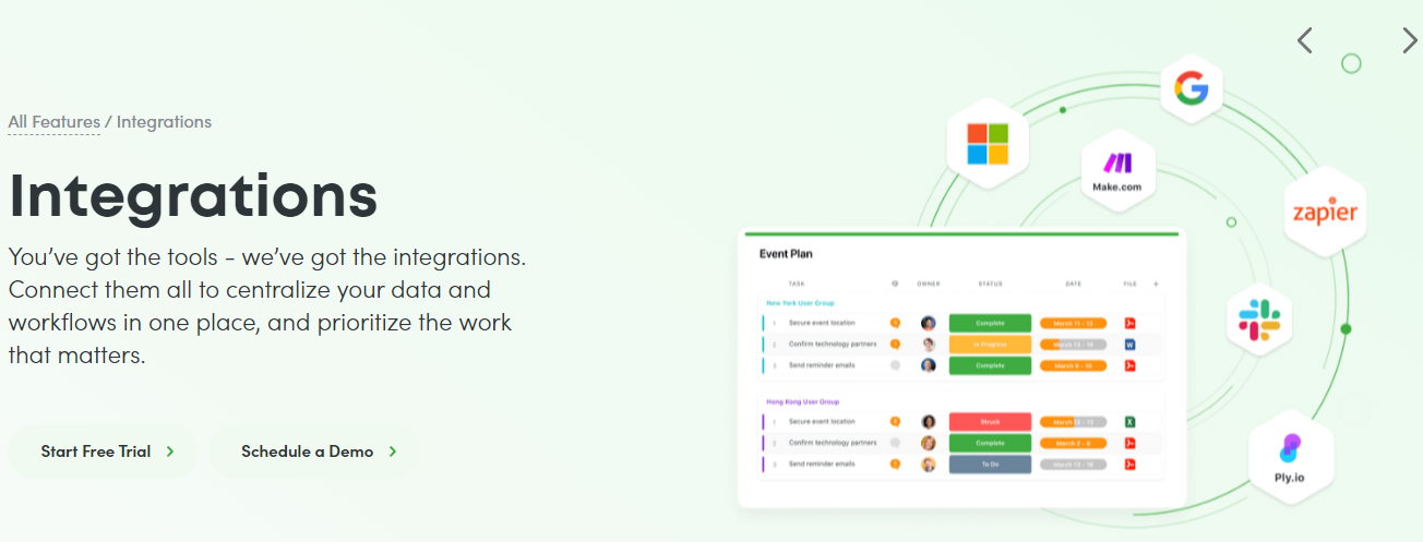 Integrations of SmartSuite