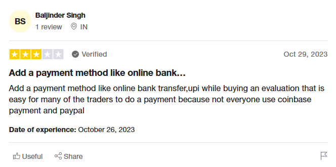 Goat Funded Trader complaints on Trustpilot