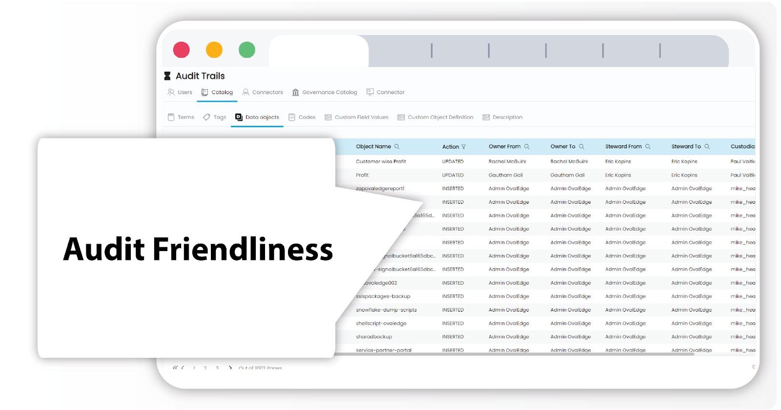seamless integration of audit-friendly features in the data lineage tool, ensuring transparency, compliance, and ease of inspection for thorough data governance