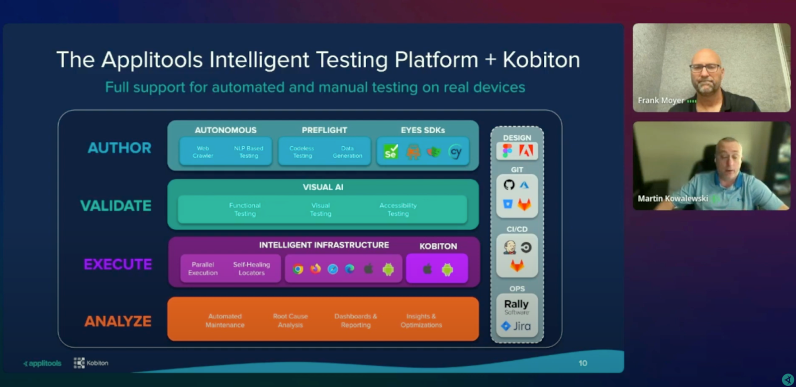 Screenshot of Applitools and Kobiton real device testing process
