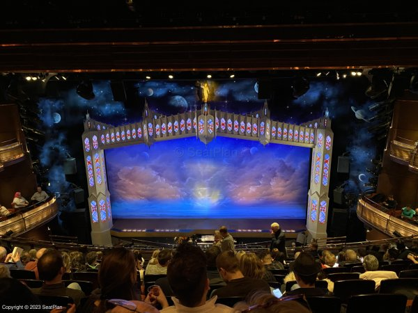 View from seat Circle L20 at Prince of Wales Theatre in London for The Book of Mormon