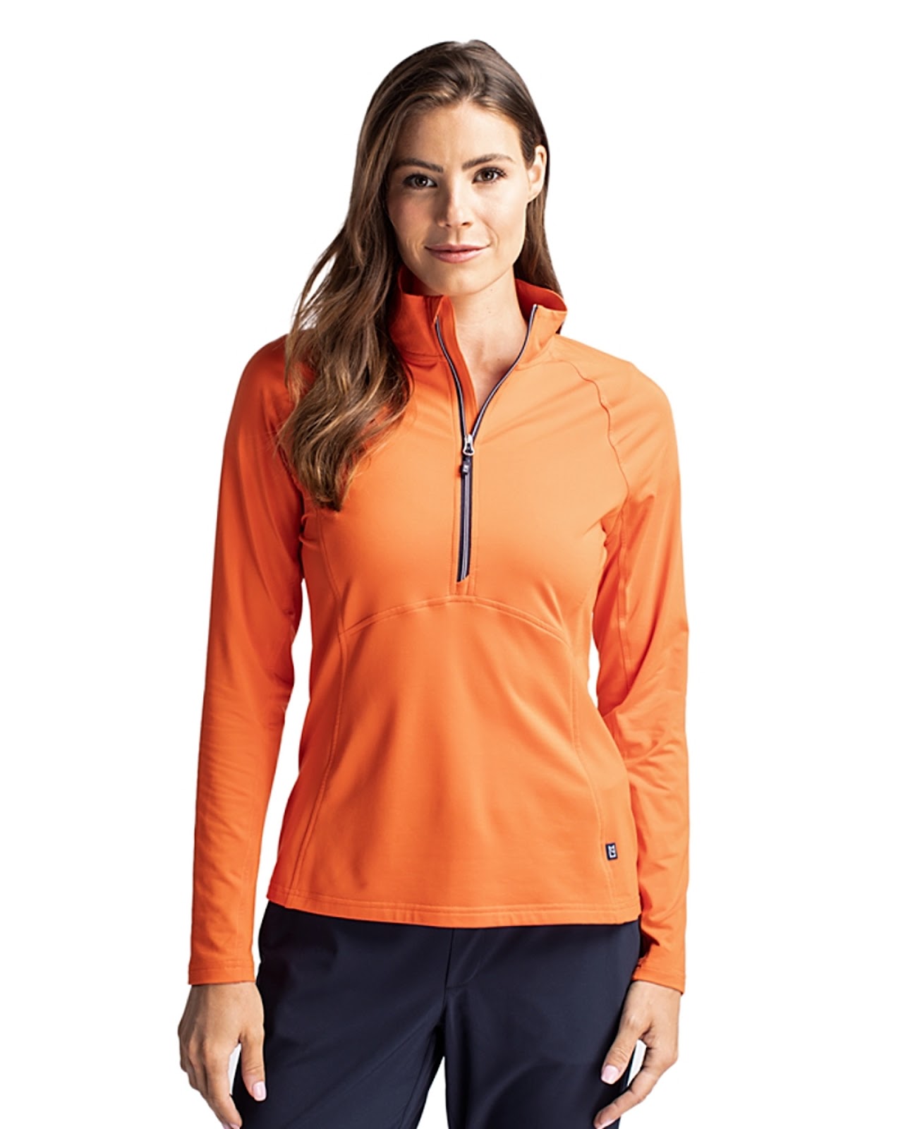 Cutter & Buck Adapt Eco Knit Stretch Recycled Womens Half Zip Pullover for cold weather golfing
