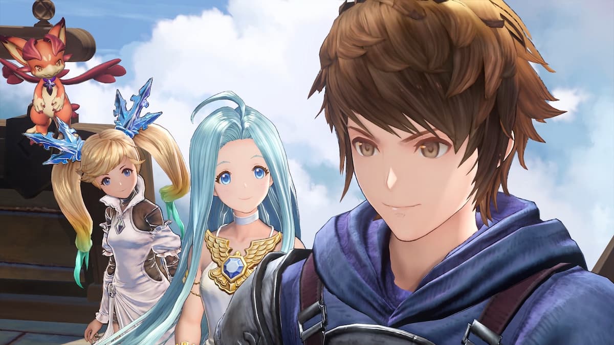 A screenshot of the main characters from Granblue Fantasy: Relink.