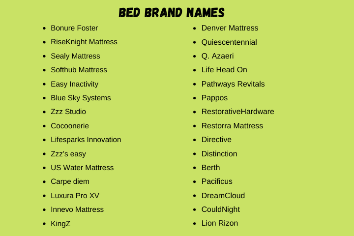Bed Brand Names