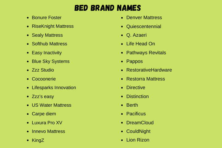 307 Incredible Bed Brand Names Ideas To Get You Noticed 2024 