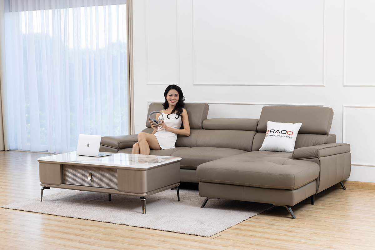 Sofa da thật nhập khẩu Malaysia mã 2160L-1