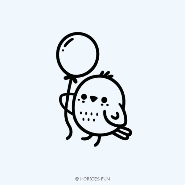 easy bird drawing, Bird with Balloon