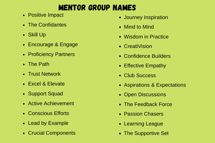 Mentor Group Names