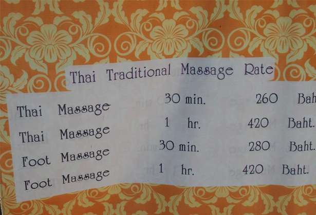 Giá cả massage ở Thái Lan