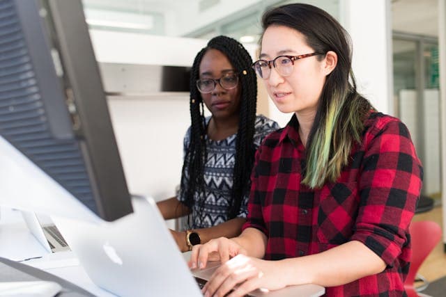 2 girls working