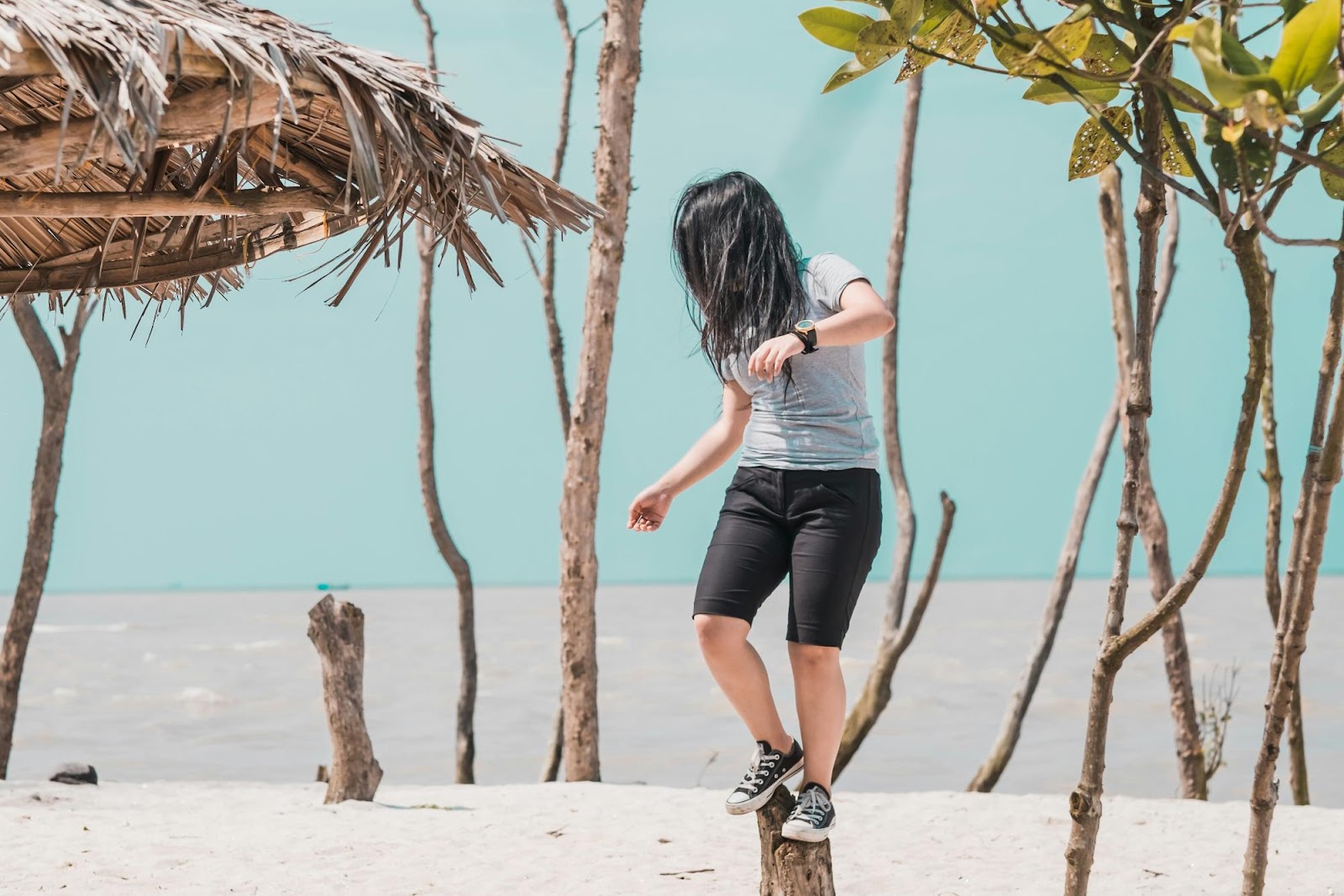 a person running on a beach