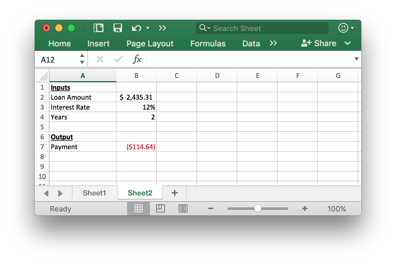 Image showing payment function in excel