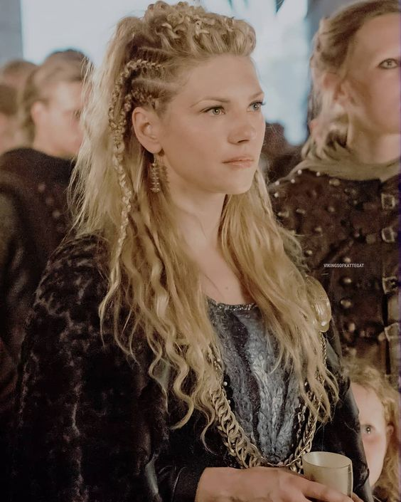 Picture showing a lady viking with her signature viking hairstyles