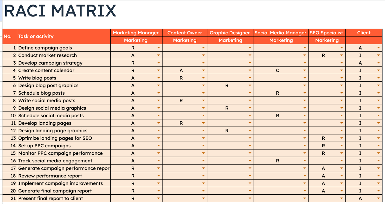 RACI Matrix Example