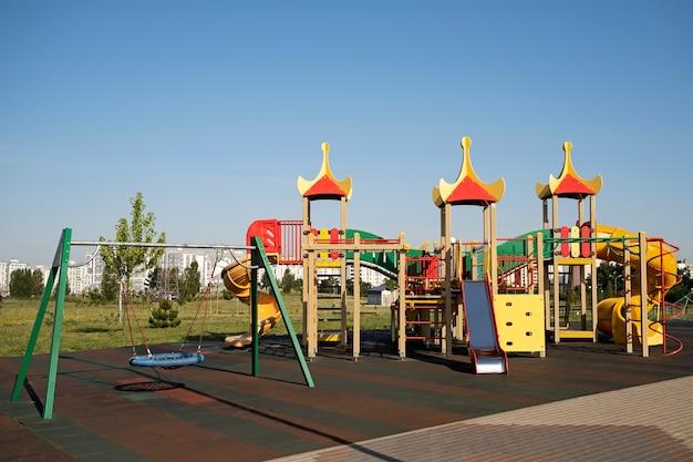 Outdoors colorful children playground background