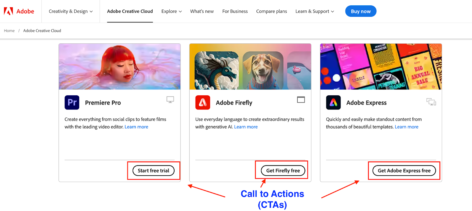 adobe - call to action (CTA)