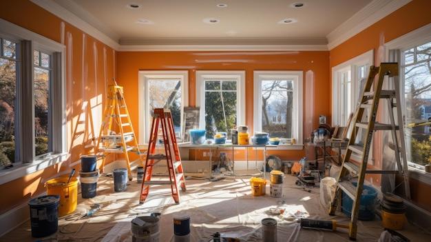 A Room Being Repainted in a Bright and Inviting Color